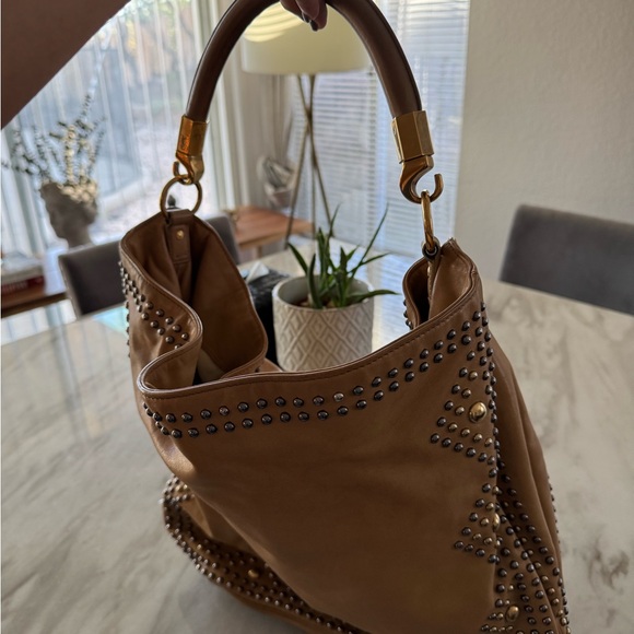 Yves Saint Laurent Camel Studded Shoulder Bag - Picture 9 of 15